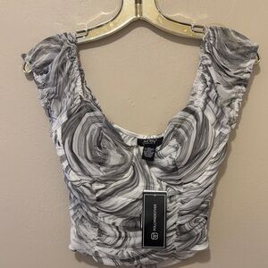 Patterned Swirl Bodysuit - Black and White